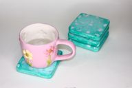 Mint Green Concrete Terrazzo Coasters