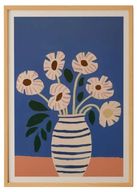 Colorful Vase Artwork – Bold Blue and Terracotta Background