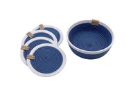 Handmade Woven Blue Coasters set & woven bowl ( 4 coasters )