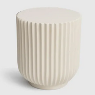 Fiberglass Side Table - Ribbed Design - Cream Color - Round