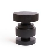 Oak Stacked Side table - Black - Round Top