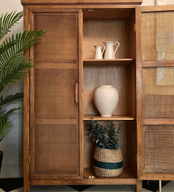 Cane Cabinet With Beech Pine Wood