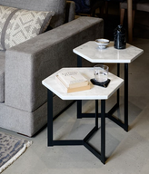 Ara Table Set AG3004 - 2 Pieces - Marble Top - Metal Legs