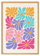 Graphic Floral Printed Artwork With A Wooden Frame