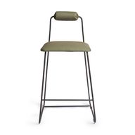 Skeleton Black Metal Bar Stool With Upholstered Seat