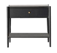 Black Night Table - Wooden Sleek Design With 1 Drawer