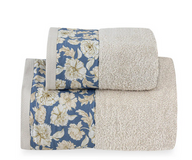 Cream On Blue Bath Towel Set