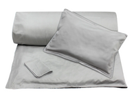 Grey Duvet Cover with White Piping + Pillowcases (600 TC)