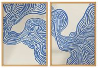 Sari Abstract Cobalt Blue Wall Art Set – 2 Pieces