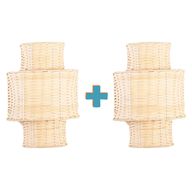 Bamboo Wall Lamp Set - Woven Boho Pair for a Warm and Natural Glow - A115