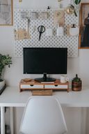 Monitor Riser with Drawers | White