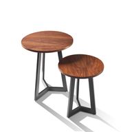 Table 4070 - 2 Pieces - Walnut Veneer With Metal Base