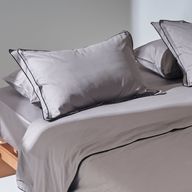 طقم غطاء لحاف رمادي - تحديد أسود مزدوج - ساتين - مقاس كينج