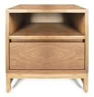 Oak Bedside Table With Upper Shelf & 1 Drawer
