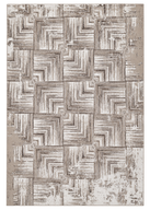 Nested Lines Beige Grey Modern Machine Rug
