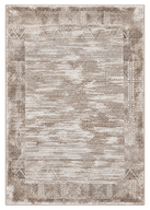 Tribal Bands Beige Ivory Machine Rug