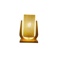 Rattan and Beech Wood Table Lamp – Sculptural Glow with Vintage Warmth - BTL0990