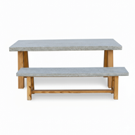 Bella Solid Oak Wood Dining Set With Concrete Top