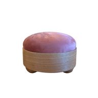 Bonba Pouf - Upholstered Seat With Carved Wooden Base
