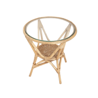 Harvest Bamboo Round Table with Glass Top TE_BS_BB_002