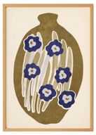 Colorful Vase Artwork – Elegant Navy and Neutral Plant Illustration