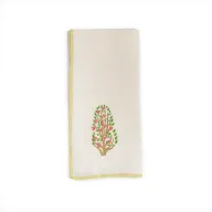 6 Napkin Linen Ecru Orchard Tree Green