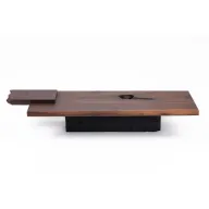 Ridge Coffee Table - Thick Wooden Top With Black Base