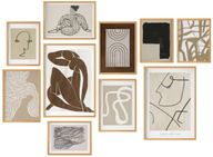 Abstract Modern Printed Wall Artwork Set With Wooden Frame
