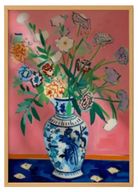 Colorful Bouquet on Coral Background Print – Colorful Modern Wall Art