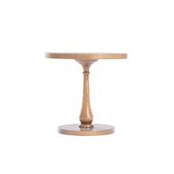 Mashrabiya Oak & Beech Wood Side Table with Turned Base