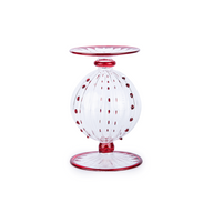 Ruby Red Dots Glass Candle Holder