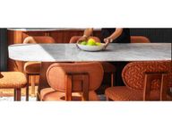 Wave Walnut Veneer Dining Table With Marble Top