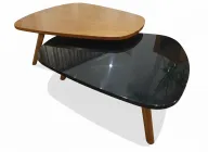 Coffee Table - Oak Wood - Overlap Design - Stain Finish