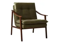 French Home Armchair In Beech Wood - Upholstered Back & Seat
