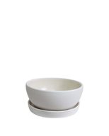 Beige Decorative Plant Pot with Plate - 25 cm