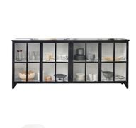 Black Dining Sideboard With Glass Front Doors