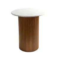 Tall Lanes Marble Top - Side Table - Carrara - Round
