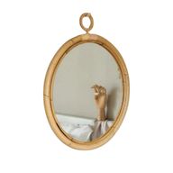 Round Bamboo Wall Mirror With Natural Frame and Hanging Loop
