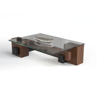 Tekton Coffee Table - High Gloss Walnut Veneer - Glass Top