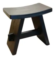 Black Stool - Solid Pine Wood - Slanted Legs