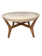 Ari Round Coffee Table - Marble Top - Beech Wood