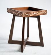 Qijmas Side Table - Natural Pears And Ebony Wood
