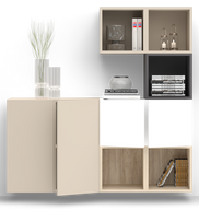 Cube Wall Unit With Open Shelves & Doors - Colors