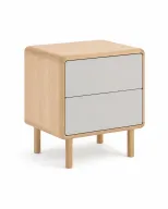 Two-Drawer Bedside Table With Rounded Wood