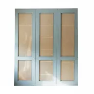Customized Soft Blue Sliding Wardrobe with Cane Panels