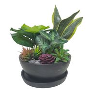Black Decorative Pot with Artificial Plants & Flowers