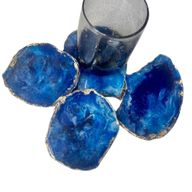 Blue Agate Coasters With Gold Edges