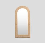 مرآة جوسي بتصميم بوهو مقوسة مصنوعة يدويًا من القصب والخيزران