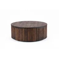 Round Reclaimed Coffee Table With Hidden Storage Space