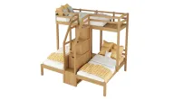 Little Fort Triple Bunk Bed With Stairs & Storage Drawers